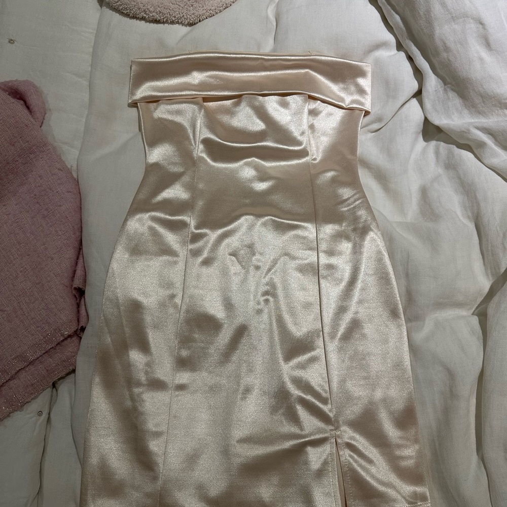12th Tribe Bridal Champagne Strapless Dress